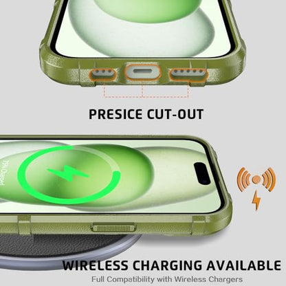 Rugged Shield 8ft Drop Proof TPU Thick Armor Tactical Protective Case Compatible with iPhone 15 (6.1 inches) - Army Green - color: Army Green, size: iPhone 15