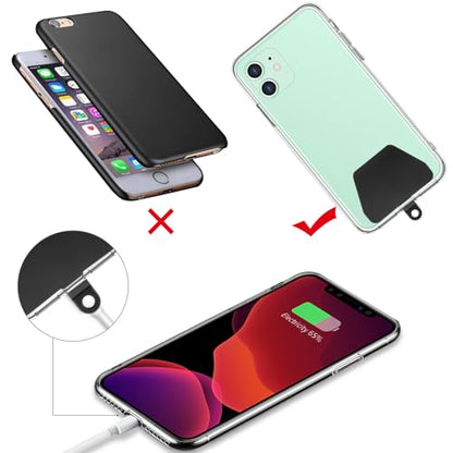 SHANSHUI Phone Lanyard, Neck Wrist Nylon Cell Phone Lanyard, 1 Pcs Tether Pads Compatible with iPhone & All Smartphones in Full Cover Cases - color: Tpublack, size: 17inch