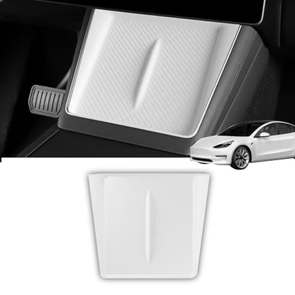 for 2026 2025 Tesla Model Y Juniper New Center Console Wireless Charging Pad Non-Slip Silicone Mat Wireless Charger Mat for Model Y Juniper Center Console (White) - color: White
