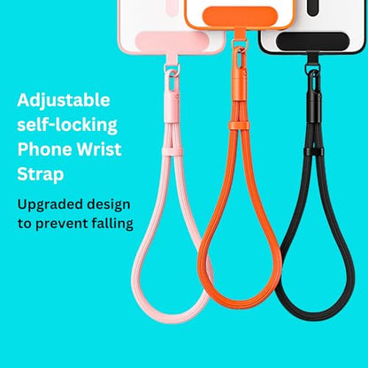 Minimalist Wrist Strap Phone Lanyard with Adjustable Drop-Proof Design, 7mm Reinforced Climbing Rope Material, 2 Phone Tether Tabs (Matching Metal and Rotatable Clear) - Fuscous Grey - color: 03 Minimalist Fuscous Grey