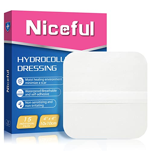 Niceful Large Hydrocolloid Bandages 4''x4'', 15 Count - size: 4" x 4" (15 Dressings)