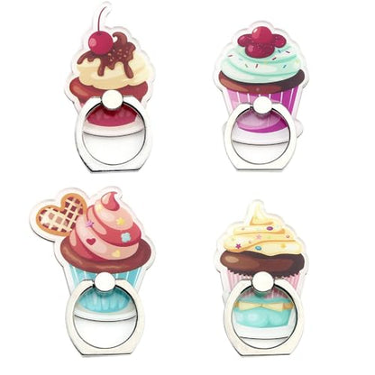 4Pack Cute Phone Ring Grip, Funny Donuts Popcorn Ice Cream Hamburg Chips Cake 360 Rotation Finger Ring Holder Mount Stand Kickstand (Ice Cream)