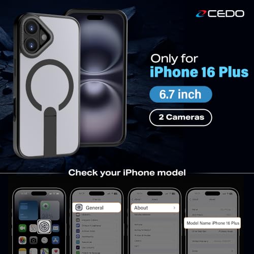 CEDO Magnetic Kickstand Case for iPhone 16 Plus, MagSafe Compatible Black - size: iPhone 16 Plus