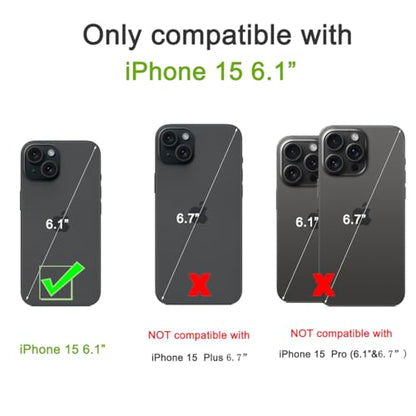 Wallet Case Compated with iPhone 15, Slim Protective case with Card Holder,Premium PU Leather Kickstand Card Slots Case with 1 Screen Protector for iPhone 15(6.1")-Black - color: Black