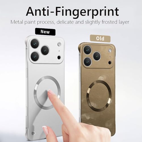 for iPhone Case,Luxury Magnetic Metal Gloss Matte Ultra Thin Frameless,Compatible with Magsafe Slim Hard PC Protection Shockproof Phone Case (iPhone 17,Silver) - color: Silver, size: iPhone 17