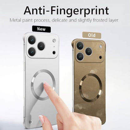 for iPhone Case,Luxury Magnetic Metal Gloss Matte Ultra Thin Frameless,Compatible with Magsafe Slim Hard PC Protection Shockproof Phone Case (iPhone 17,Silver) - color: Silver, size: iPhone 17
