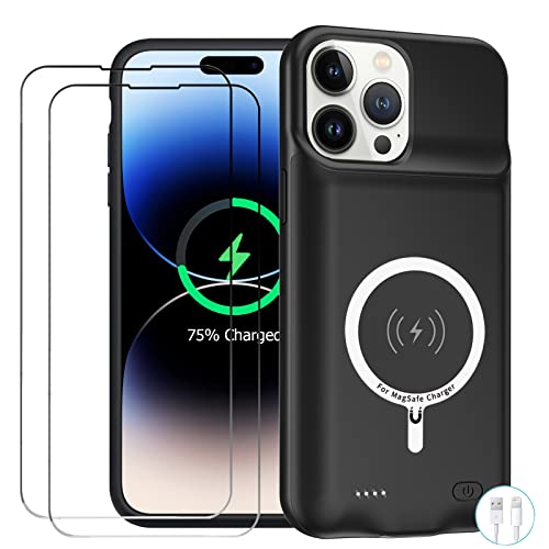 Battery Case for iPhone 14 Pro Max, Enhanced 12000mAh Portable Protective Wireless Charging Case Support Carplay Compatible with iPhone 14 Pro Max (6.7 inch) Rechargeable Battery Charger Case (Black) - size: iPhone 14 Pro Max