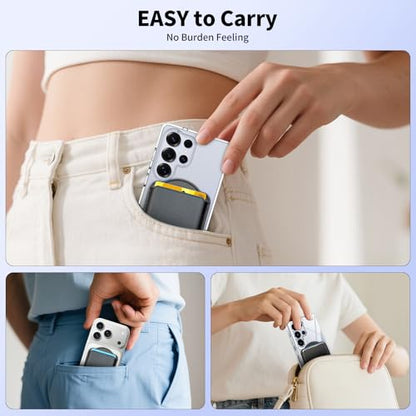 Magnetic Wallet for Samsung Galaxy S26 S25 S24 Series, Fold 8 Ultra with Magsafe Case, for iPhone 17-12 Series, RFID Blocking Leather Magnetic Card Holder | Holds 3 Cards | Black - color: Black