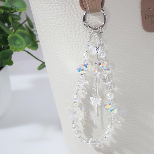 Beaded Phone Wrist Strap, Crystal Key chain Wristlet, Cute Purse Bag Charms - style: Style2