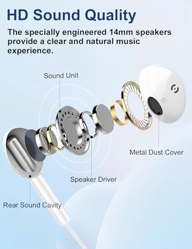 MAS CARNEY Wired Earbuds for Back to School, PC, Work & Study, Zero-Latency - color: Black