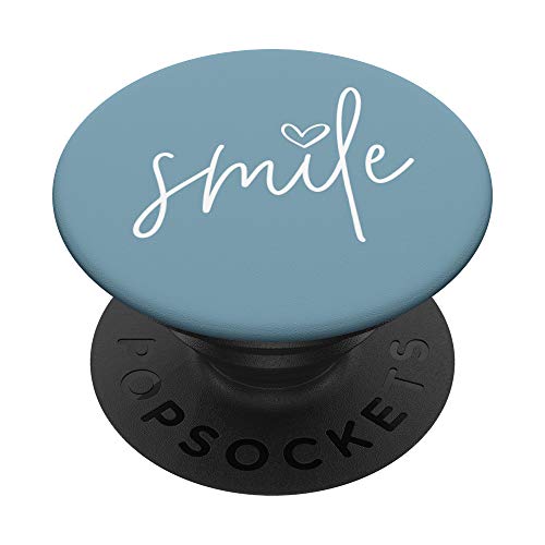 Smile Positive Inspirational Quote - Dusty Sky Blue PopSockets PopGrip: Swappable Grip for Phones & Tablets
