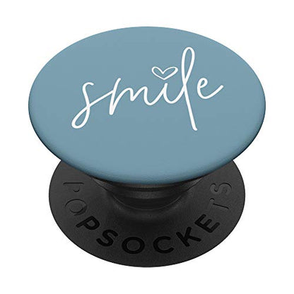 Smile Positive Inspirational Quote - Dusty Sky Blue PopSockets PopGrip: Swappable Grip for Phones & Tablets