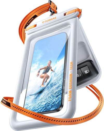 TORRAS IP68 Waterproof Phone Pouch Floating with Double Space 7.0", White | Waterproof Phone Case with Crossbody Lanyard, Phone Dry Bag for iPhone 17 Pro Max 16 S26, Beach Cruise Ship Travel Essentials - color: White