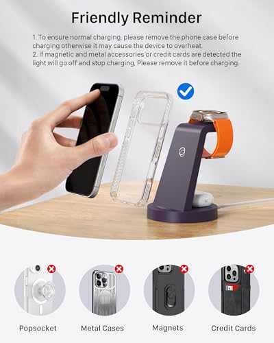 Anlmz 3 in 1 Charging Station - Wireless Charger for Apple Multiple Devices - color: Purple