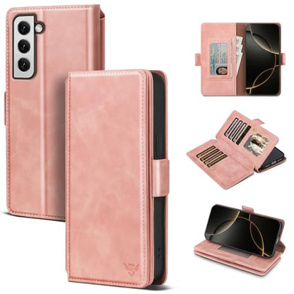 Compatible with Samsung Galaxy S22 5G Case Wallet with Card Holder Women Men,RFID Blocking PU Leather Phone Case Flip Shockproof Protector Cover Credit Card Slot Kickstand,Pink - color: Pink, size: Samsung Galaxy S22