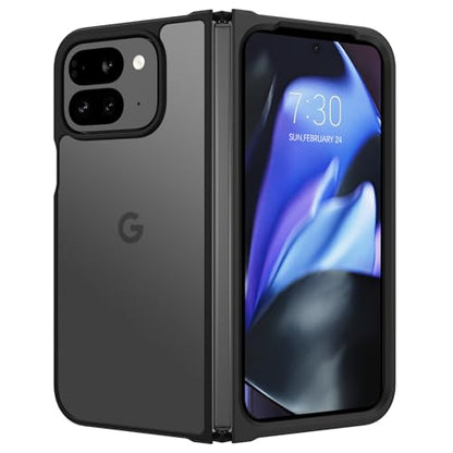 GUAGUA for Google Pixel 9 Pro Fold Case Translucent Matte Back Slim Anti-Scratch Shockproof Protective Phone Case for Google Pixel 9 Pro Fold 2 Case, Black