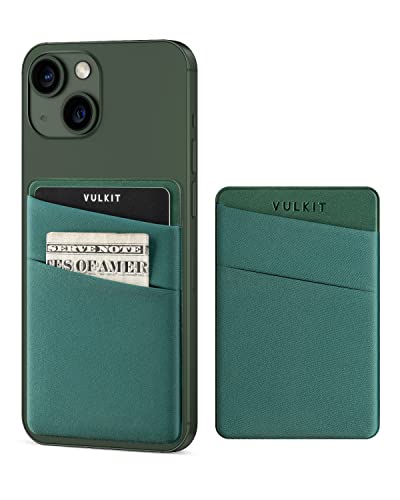 VULKIT Phone Card Holder Slim Elastic Adhesive Phone Wallet Credit Card Sleeves Sticker for Back of Smartphone(Green) - color: Green