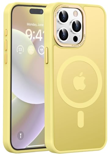 Newfuture Magnetic for iPhone 15 pro Case Matte Shockproof, Yellow | Military Drop Protection, Slim Matte Anti-Fingerprint, Compatible with Magsafe, Camera Guard, Translucent Protective Cover - color: Yellow, size: iPhone 15 Pro 6.1 inch