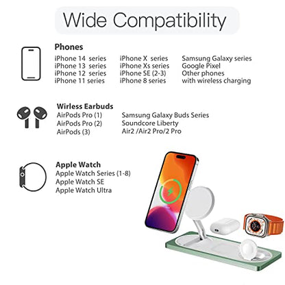 PETINO 3 in 1 Wireless Charging Station for Apple Devices with MagSafe - color: Sprout Green