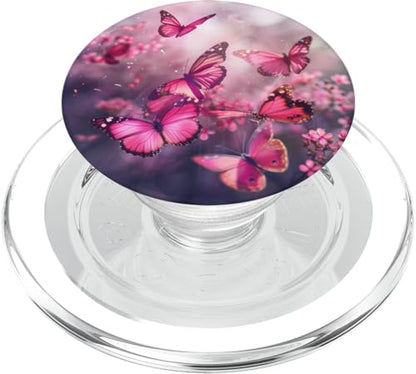 Pink Butterflies PopSockets MagSafe PopGrip for iPhone - style: MagSafe