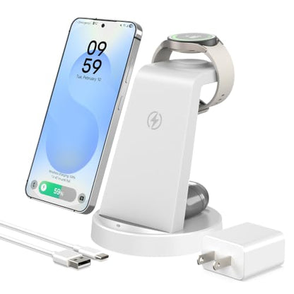 Wireless Charger for Samsung, 3-in-1 Android Charging Station - color: Gray