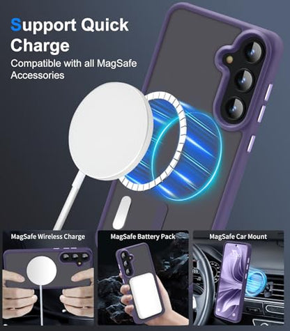 N52 Strong Magnetic Case for Samsung Galaxy S23 Case, Fit for MagSafe Thin Shockproof Drop Protection Translucent Non-Fingerprint/Scratch Slim Protective S23 Phone Case-Frosted Purple - color: Frosted Purple