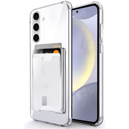 Shields Up for Samsung Galaxy S24 Plus Case with Card Holder, Clear | Minimalist Wallet Case, 3 Card Slots, Slim Protective Soft Shockproof Cover, All-in-One Wallet Design - color: Clear-, size: Galaxy S24 Plus