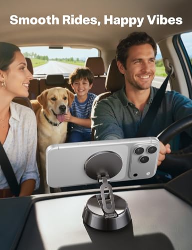 andobil 2026 Upgrade for Magsafe Car Mount [Strongest Suction & Magnet] Vacuum Magnetic Phone Holder for Car 360° Adjustable Car Cell Phone Holder Mount for iPhone 17 Pro Max 16/15/14/13/12 - color: Matte Gunmetal