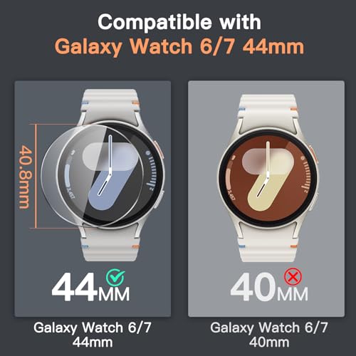 JETech Screen Protector for Samsung Galaxy Watch 7/6 44mm, 3-Pack | Tempered Glass Protection, HD Clear, Anti-Scratch Design - size: Galaxy Watch 7/6 44mm