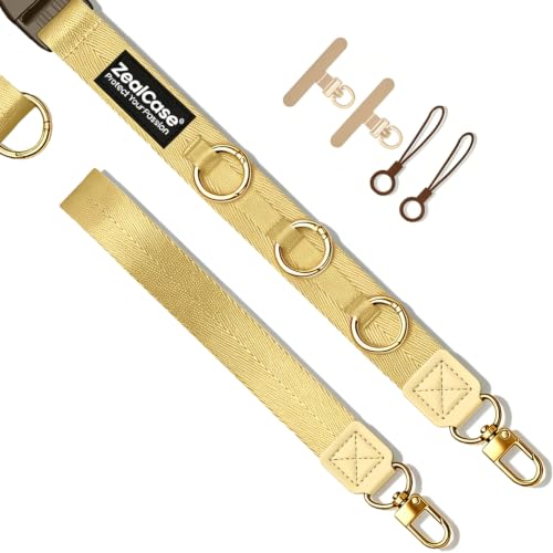 Cell Phone Lanyard Crossbody Built 3 Hooks & Anti-Slip Wrist Strap - color: Gold, size: Small: Width 0.79''/Length 35.54'' – 69.93''