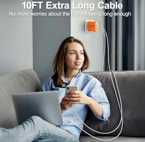 iPhone 17 Charger, 45W Dual Port USB C Charger Block, Orange - color: Orange