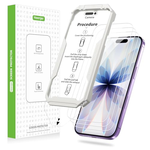 3-Pack Screen Protector for iPhone 16 Pro/17 with [Easy Pull] Installation Frame,9H Hardness Tempered Glass,Ultra Resistant, HD Clear, Bubble-Free, Case Friendly[Not for Pro Max/Plus Models] - size: iPhone 17/16 Pro - 3 Pack