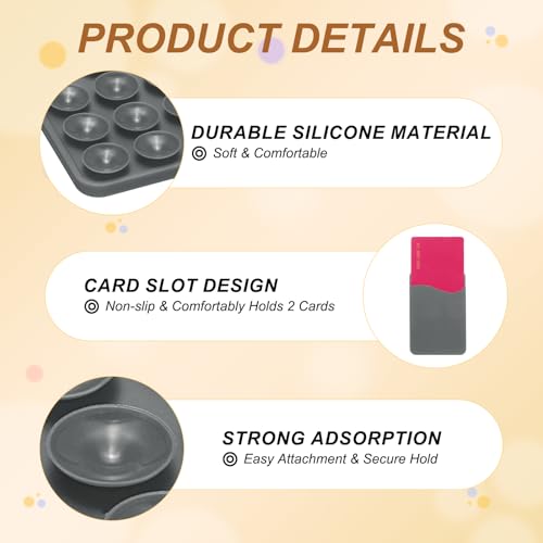 uxcell 2 Pack Suction Phone Card Holder, Silicone Suction Cup Phone Grip Card Holder Mount with Card Slot for Cellphone, Gray - color: Gray