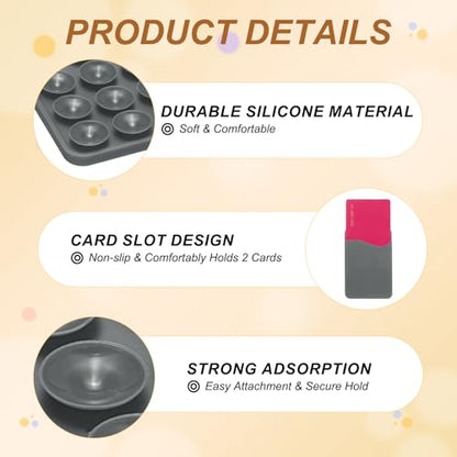 uxcell 2 Pack Suction Phone Card Holder, Silicone Suction Cup Phone Grip Card Holder Mount with Card Slot for Cellphone, Gray - color: Gray