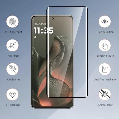 3-Pack for Motorola Moto Edge 2025 Screen Protector Tempered Glass, 9H Hardness 3D Full Edge Coverage Film, HD Bubble-Free Film, Anti-Scratch Premium Protective Glass for Moto Edge 2025