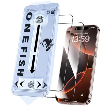 OneFish Screen Protector Glass for iPhone 17e / 16e / 13 / 13PRO / 14 | HD Clear Tempered Glass Full Coverage , 9H Hardness Scratch Resistant , Anti-Fingerprint ， Easy Installation , 2 Pack - size: 17e/16e/13/13Pro/14