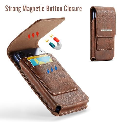 Holster for iPhone 17 Pro Max, Galaxy S26 Ultra S25 Ultra S24 Ultra S23 Ultra Note S22 Ultra, Premium Leather Pouch with Belt Clip Phone Holster Belt Case (Brown, X-Large) - color: Brown, size: X-Large