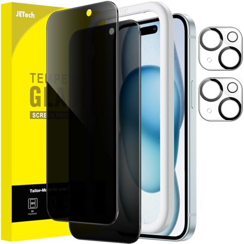 JETech Privacy Screen Protector for iPhone 15 Plus, 2+2 Pack - size: iPhone 15 Plus