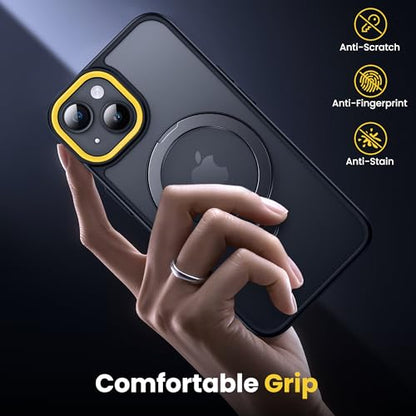 Supdeal Magnetic Stand Case for iPhone 13/14, [360° Rotating Invisible Kickstand] [Compatible with Mag Safe] [Military Grade Protection] Ring Magnet Holder Matte Phone Cover, 6.1'', Black - color: Black, size: iPhone 13/14