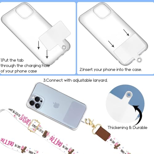 Phone Lanyard Wrist Strap Crossbody Adjustable, Cell Phone Lanyard for Around The Neck Shoulder Wristlet Strap - color: Coffee and Jesus