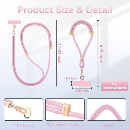 VVAAGG Cell Phone Lanyard for iPhone Crossbody Phone Strap - color: Pink