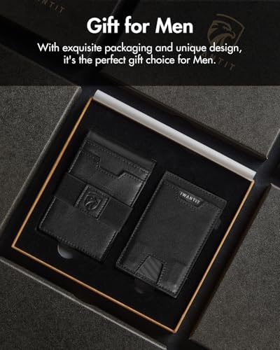 iwantit 3 in 1 Magsafe Wallet Men: Bifold Wallet + Magnetic Wallet for iPhone - Detachable Cash Strap, Smart Pop Up Card Holder, ID Window, Premium Leather (Black) - color: Black