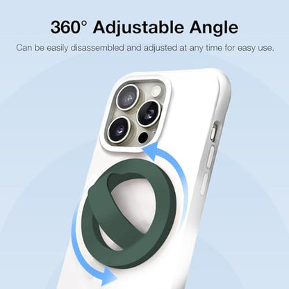Magnetic Silicone Phone Grip | Super Strong Magnetic Design, 360° Rotation, Comfortable Grip, Compatible with iPhone 16/15/14/13/12 Series, Perfect for Selfies and Watching Videos (Dark Green) - color: Dark Green