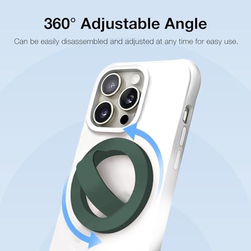 Magnetic Silicone Phone Grip | Super Strong Magnetic Design, 360° Rotation, Comfortable Grip, Compatible with iPhone 16/15/14/13/12 Series, Perfect for Selfies and Watching Videos (Dark Green) - color: Dark Green