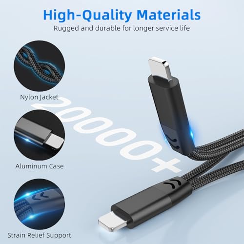 2-in-1 Lightning to 3.5mm Jack Headphone and Charger Cable Adapter,Earphones Converter Splitter Support Music+Charge+HiFi+Mic+Control for iPhone 14 Pro Max/14 13 12 11【Apple MFi Certified