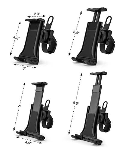 New Tablet Smartphone Mount Holder for Indoor Bicycle, Car, Stroller, Golf Cart, Shopping Cart, Camping, Desktop, Gym, Exercise Bike, Elliptical - Any Handlebar Normal Handlebar BHD050