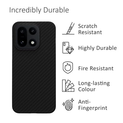 kalibri Aramid Fiber Case Compatible with OnePlus 15 - Case Super Slim Strong Protective Phone Cover - Black Matte - size: 15