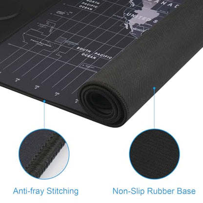VOVIPO Wireless Charging Mouse Pad 15W, Waterproof Gaming Mousepad with Ultra-Smooth Surface, Non-Slip Base, XXL Large Desk Mat 90 x 40cm,Black World Map Computer Desk Pad for MacBook, PC, Laptop - color: World Map
