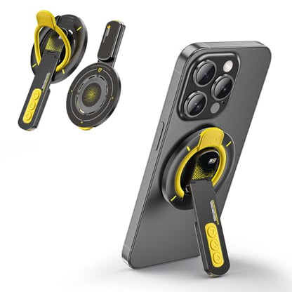 JINRAIKO Phone Grip for Magsafe Phone Stand 360°Roration Gym Holder Phone Kickstand Silicone Finger Ring Innovative Pressure-Relief Damping Hinge Design with Magnet Ring Compatible All Phones, Black - color: Black&Yellow