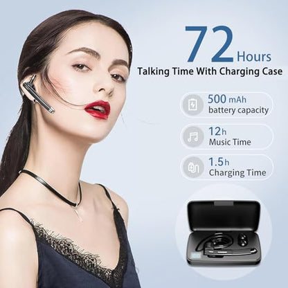 Bluetooth Headset with Microphone, Wireless Trucker Earpiece - color: Black